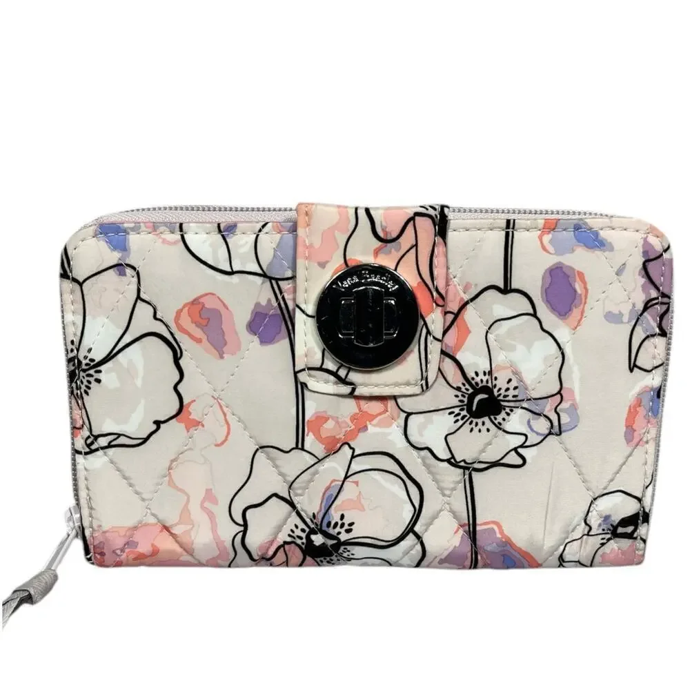 Vera Bradley Ultralight RFID Turnlock Wallet / Color-Anemone Watercolor